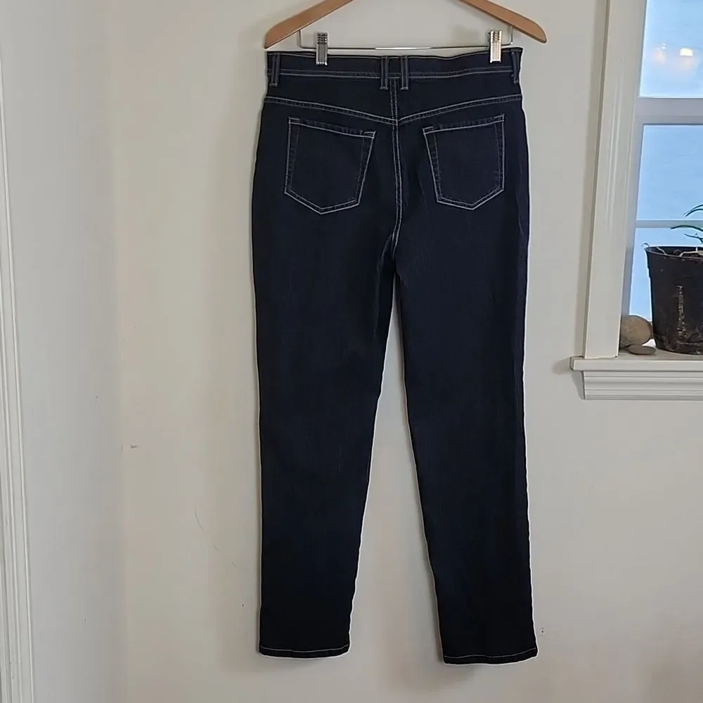 Gloria Vanderbilt Amanda Line Women's Dark Blue Denim Jeans, Size 14 Average